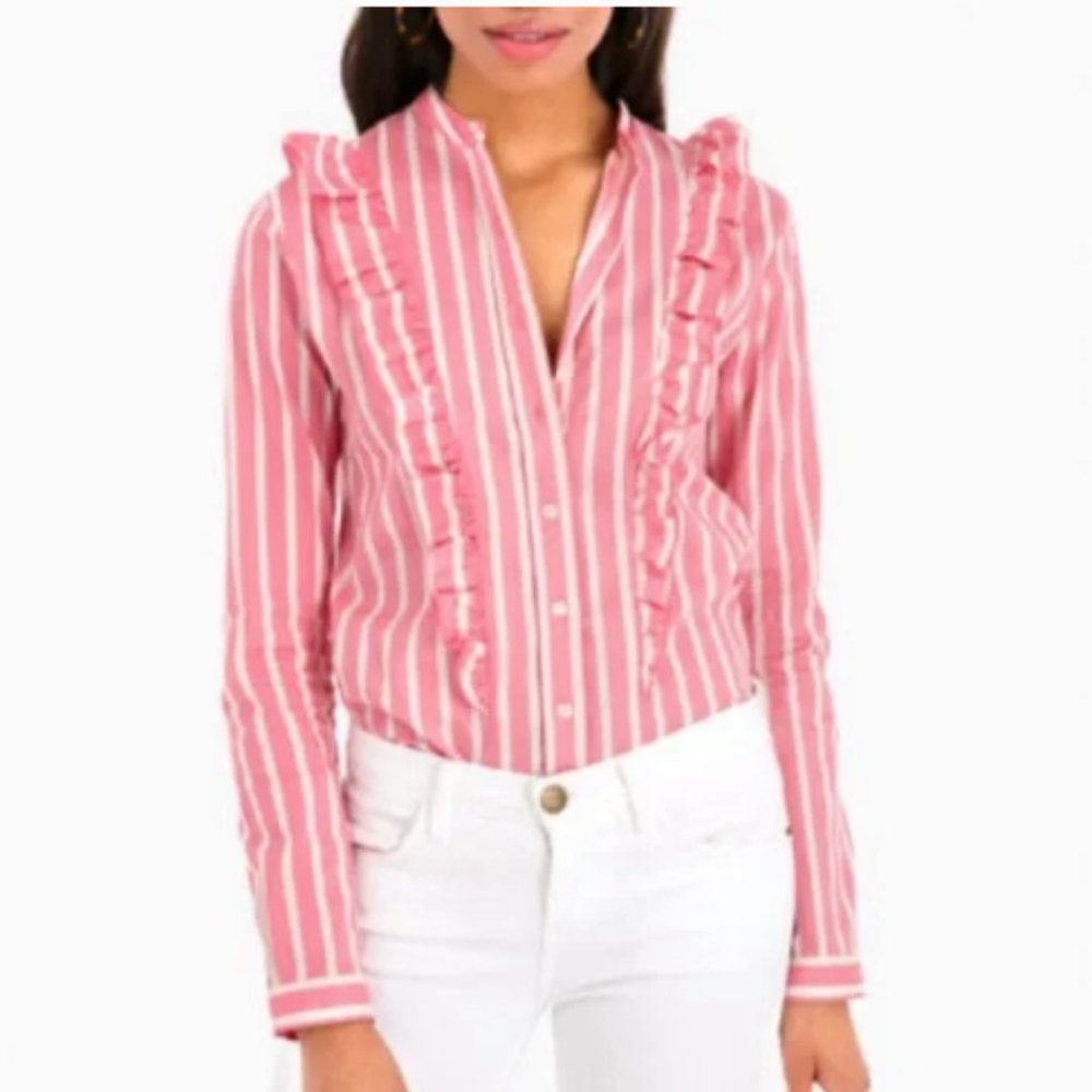 NWT The Shirt by Rochelle Behrens The Ruffled Shirt Pink